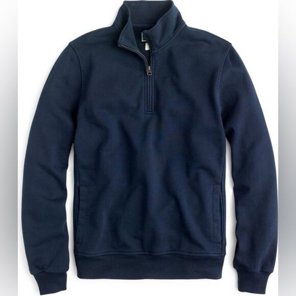 J.Crew Mens Sweatshirt Half-Zip Navy Blue Jacket French Terry Pullover Mock Neck - Picture 11 of 11